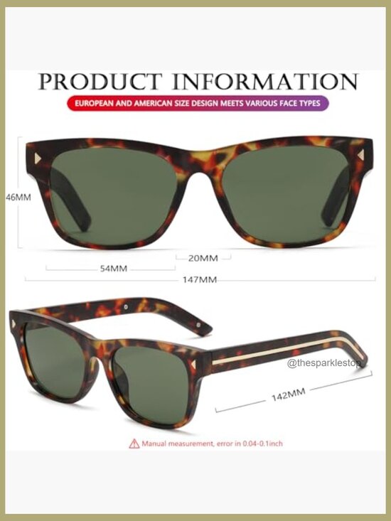 Retro Square Sunglasses Classic Thick Frame UV Protection Unisex Shades